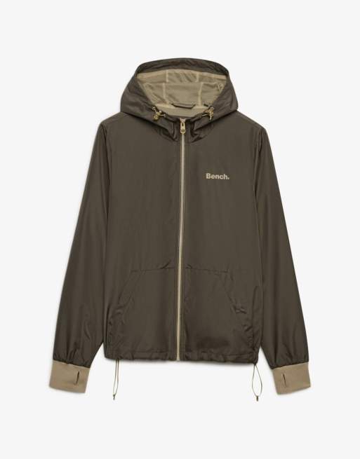 Bench x Superdry & Co Hooded shell zip jacket in black olive/ dune, 5 of 5