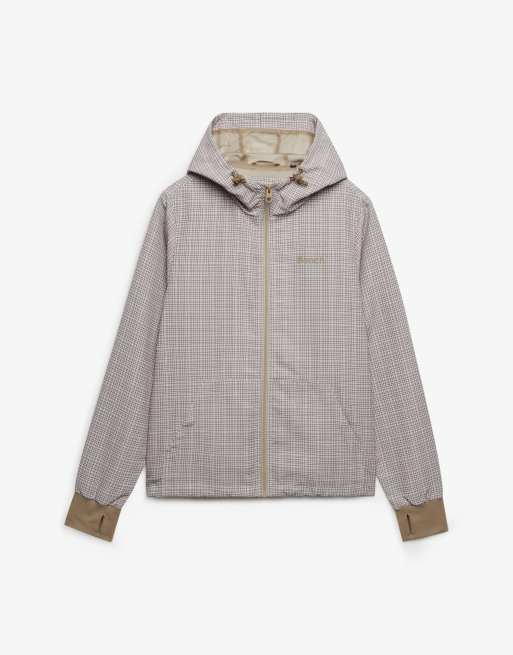 Bench x Superdry & Co Hooded shell zip jacket in light moody check/ dune, 2 of 4