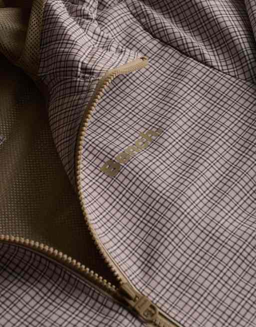 Bench x Superdry & Co Hooded shell zip jacket in light moody check/ dune, 3 of 4