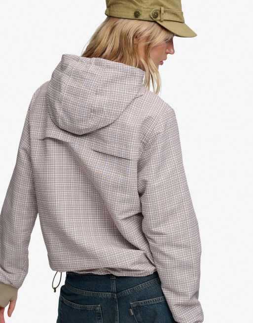 Bench x Superdry & Co Hooded shell zip jacket in light moody check/ dune, 4 of 4