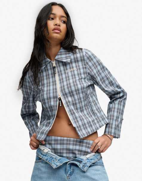 Bench. x Superdry & Co – Jacke in Blue Moody/Moonbeam kariert mit Kragen und Zwei-Wege-Reißverschluss - view 1