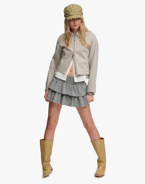 Bench. x Superdry & Co – Jacke in Light Moody/Dune kariert mit Kragen und Zwei-Wege-Reißverschluss - view 1