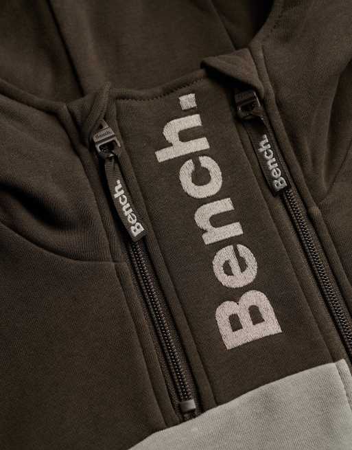 Bench. x Superdry & Co – Kapuzenpullover in Black Olive und Moonmist mit kontrastierendem Zwei-Wege-Reißverschluss, 2 von 5