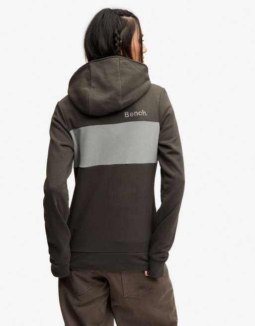 Bench. x Superdry & Co – Kapuzenpullover in Black Olive und Moonmist mit kontrastierendem Zwei-Wege-Reißverschluss, 3 von 5