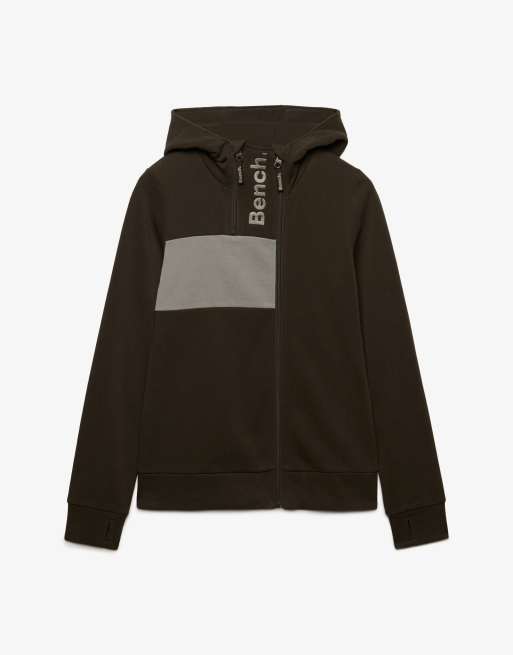 Bench. x Superdry & Co – Kapuzenpullover in Black Olive und Moonmist mit kontrastierendem Zwei-Wege-Reißverschluss, 5 von 5