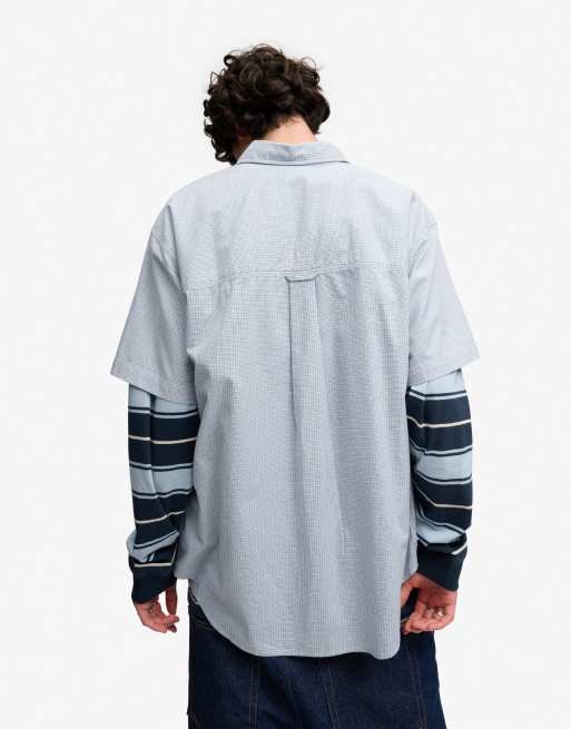 Bench. x Superdry & Co – Kurzärmliges Skater-Hemd in Hellblau mit kleinem Karomuster, 3 von 4