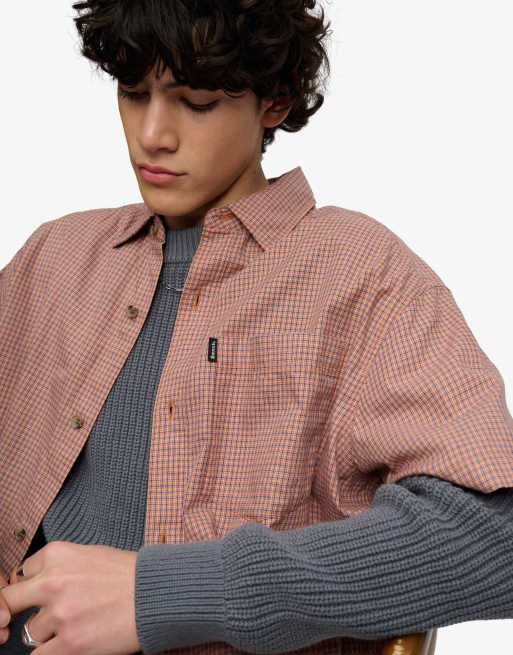 Bench. x Superdry & Co – Kurzärmliges Skater-Hemd in Pfirsich mit Mikro-Karomuster, 4 von 5