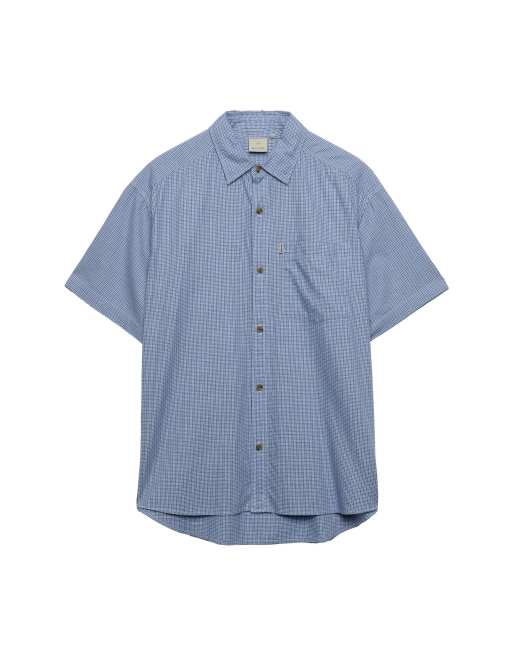 Bench. x Superdry & Co – Kurzärmliges Skater-Hemd mit kleinem Karomuster in Blau, 5 von 5