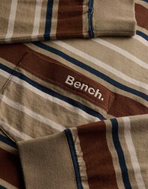 Bench. x Superdry & Co – Langärmliges Oversize-Oberteil mit Streifen in Hellbraun und Marineblau, 2 von 5