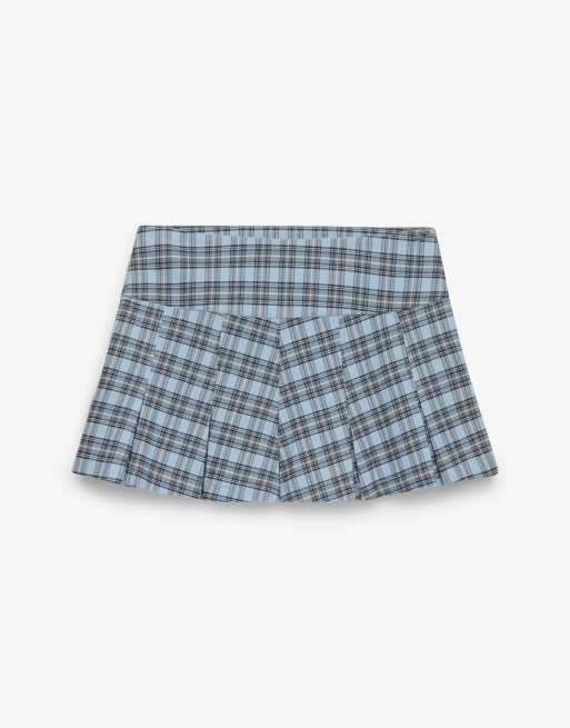 Bench x Superdry & Co Logo pleated check mini skirt in blue moody check/ moonbeam, 5 of 6