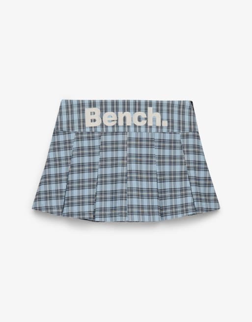 Bench x Superdry & Co Logo pleated check mini skirt in blue moody check/ moonbeam, 6 of 6