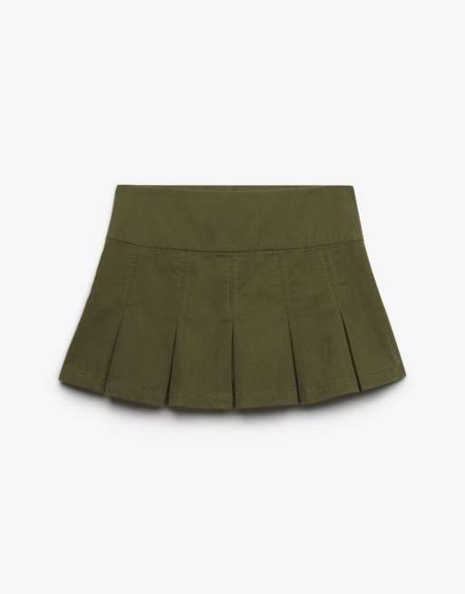 Bench x Superdry & Co Logo pleated peached mini skirt in light olive/ moonbeam, 5 of 6