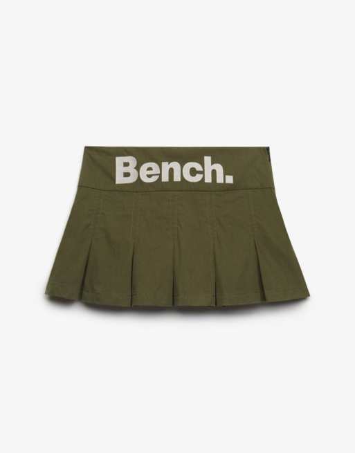Bench x Superdry & Co Logo pleated peached mini skirt in light olive/ moonbeam, 6 of 6
