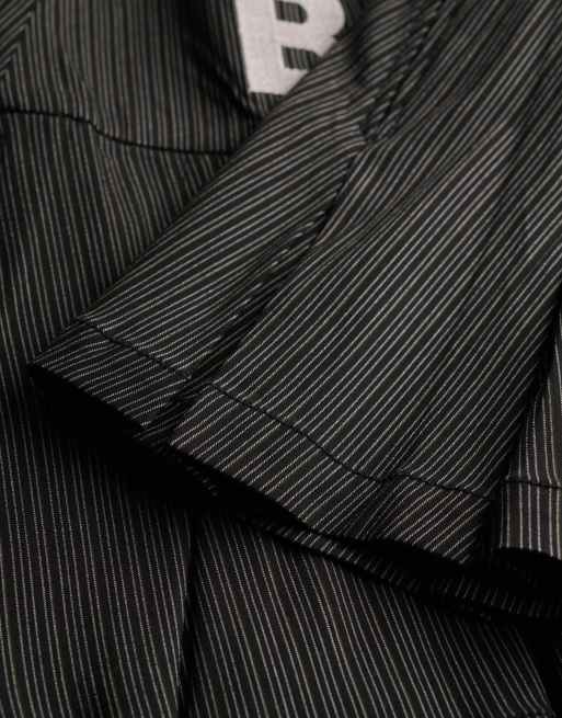 Bench x Superdry & Co Logo pleated stripe mini skirt in charcoal stripe/ moonmist, 3 of 5