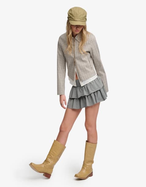 Bench x Superdry & Co Low rise tiered skirt in moonmist/ charcoal - view 1
