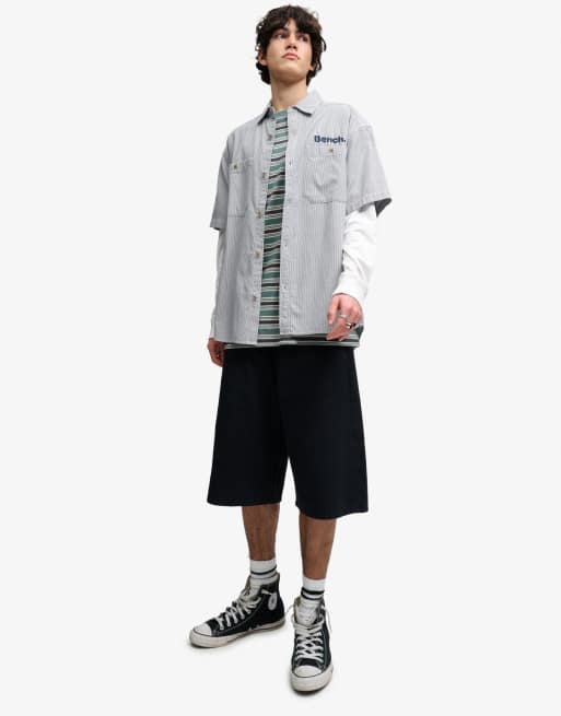 Bench. x Superdry & Co – Mechanic – Kastiges, kurzärmliges Hemd mit Nadelstreifen, 4 von 4