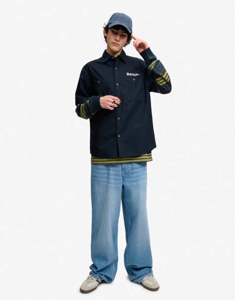 Bench x Superdry & Co Mechanic short sleeve boxy shirt in eclipse navy