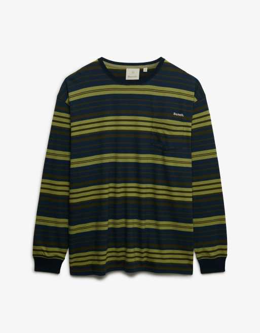 Bench x Superdry & Co Oversized stripe long sleeve top in olive navy stripe, 5 of 5