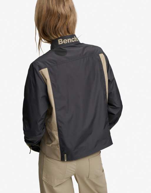 Bench x Superdry & Co Racer shell double zip jacket in charcoal/ dune, 3 of 5