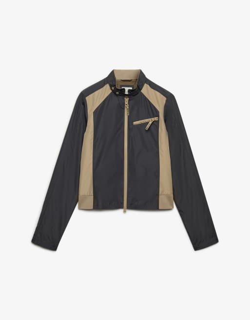 Bench x Superdry & Co Racer shell double zip jacket in charcoal/ dune, 5 of 5