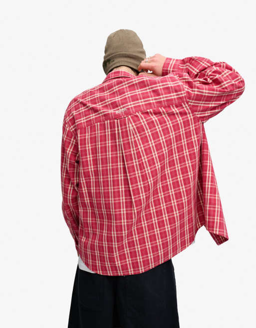 Bench x Superdry & Co Skater check long sleeve shirt in duddon check red, 3 of 4