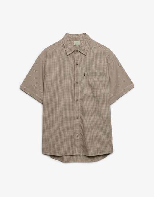 Bench x Superdry & Co Skater check short sleeves shirt in brown micro check, 5 of 5