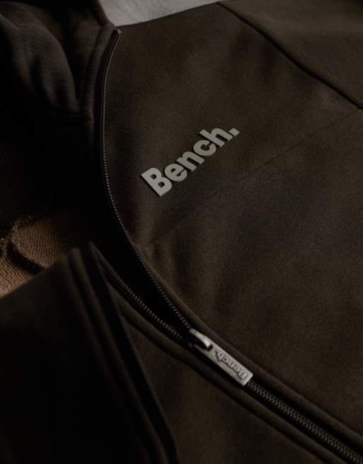 Bench x Superdry & Co - Sweat à capuche à bandes et double fermeture éclair - Olive noire/dune/lune brumeuse, 5 de 7