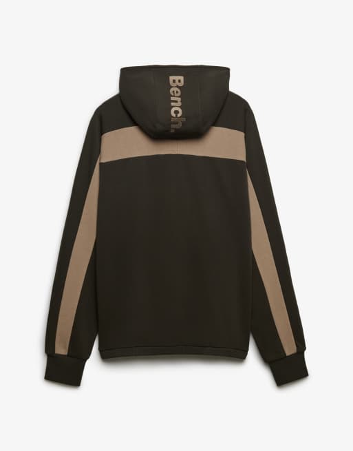 Bench x Superdry & Co - Sweat à capuche à bandes et double fermeture éclair - Olive noire/dune/lune brumeuse, 7 de 7