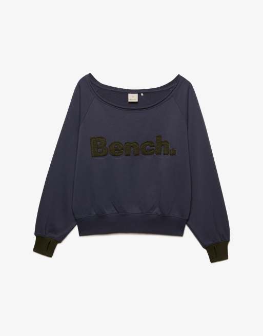 Bench x Superdry & Co - Sweat oversize à encolure Bardot - Bleu marine crt/vert ardwick, 5 de 5