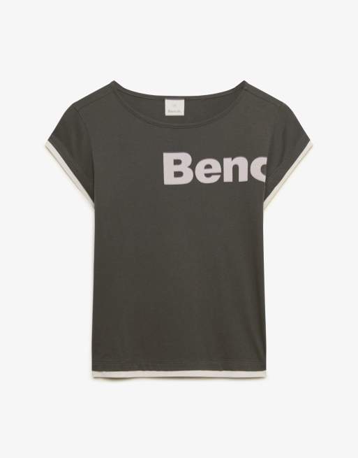 Bench x Superdry & Co - T-shirt ajusté effet superposé à manches courtes - Olive noire/clair de lune, 5 de 5
