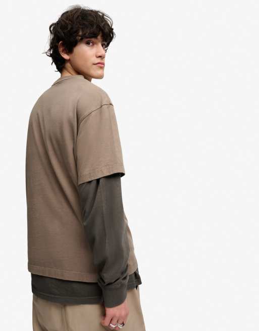 Bench x Superdry & Co - T-shirt coupe carrée à logo - Pépite de chocolat/dune, 3 de 5