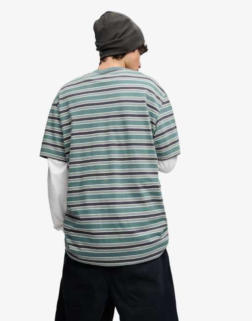 Bench x Superdry & Co - T-shirt coupe carrée à rayures - Bleu et gris, 2 de 6