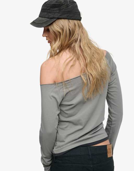 Bench x Superdry & Co - Top ajusté effet superposé à manches longues - Lune brumeuse/anthracite, 3 de 6