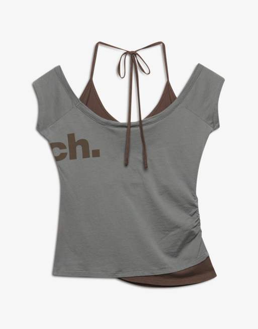Bench x Superdry & Co Two-in-one halter top in moonmist/ chocolate chip, 6 of 6