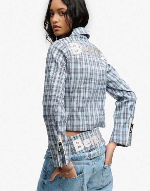 Bench x Superdry & Co - Veste à carreaux moody avec col à double fermeture éclair - Bleu/clair de lune, 2 de 6