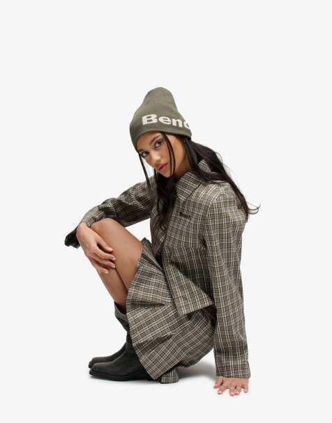 Bench x Superdry & Co - Veste à carreaux moody avec col à double fermeture éclair - Olive/olive noire - view 1