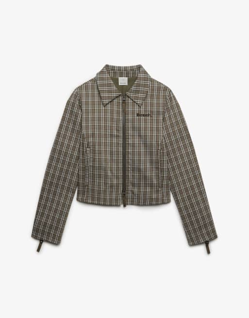 Bench x Superdry & Co - Veste à carreaux moody avec col à double fermeture éclair - Olive/olive noire, 5 de 6