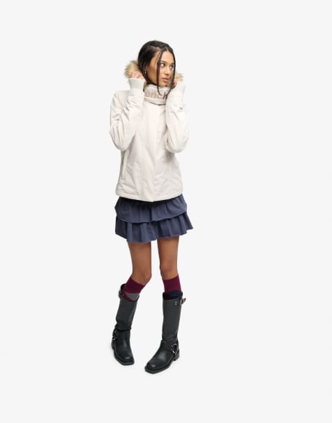 Bench x Superdry & Co - Veste coupe-vent à capuche en fausse fourrure - Clair de lune/dune - view 1