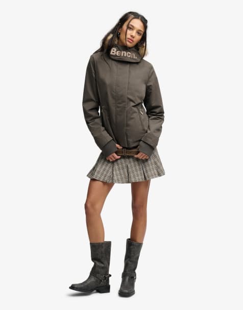 Bench x Superdry & Co - Veste coupe-vent à capuche en fausse fourrure - Olive noire/dune - view 1