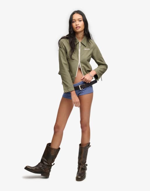 Bench x Superdry & Co - Veste en tissu ripstop à col et double fermeture éclair - Nuit olive/clair de lune, 4 de 5