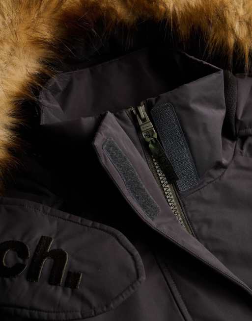 Bench. x Superdry & Co – Windjacke in Anthrazit/Beluga-Anthrazit mit Kapuze mit Kunstpelzbesatz, 5 von 6