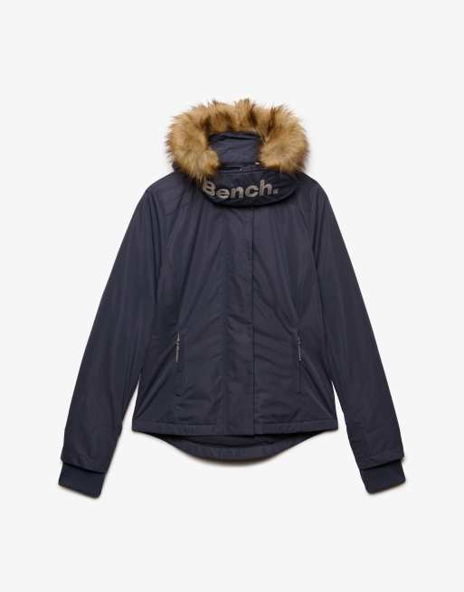 Bench. x Superdry & Co – Windjacke in Marineblau/Moonmist mit Kapuze mit Kunstpelzbesatz, 5 von 6