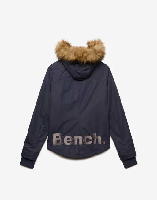 Bench. x Superdry & Co – Windjacke in Marineblau/Moonmist mit Kapuze mit Kunstpelzbesatz, 6 von 6