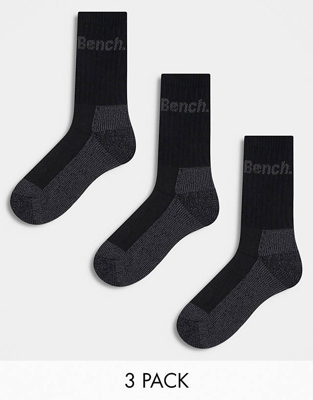 Bench - zavala 3 pack marl boot socks in black