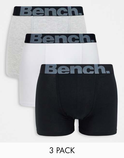 Bench – Zestaw 3 par bokserek w kolorze czarnym, szarym i białym z kontrastową taśmą