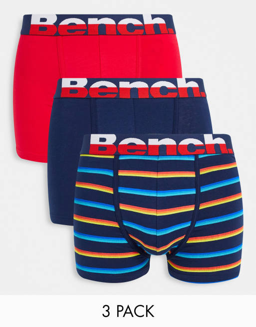 Bench – Zestaw 3 par bokserek w odcieniach czerwieni i granatu