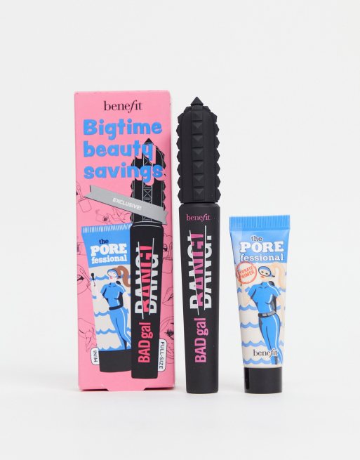 Benefit – Bigtime Beauty Savings – Baza pod makijaż i pogrubiający tusz do rzęs