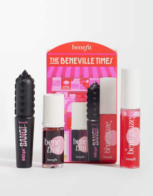 Benefit The Beneville Times, Benetint Lip Tint, Limited Edition Beneglaze Lip Gloss & Mascara Trio Gift Set