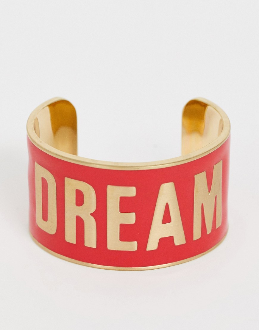 Benetton – Diversity Collection – Brett armband med dream-slogan-Röd