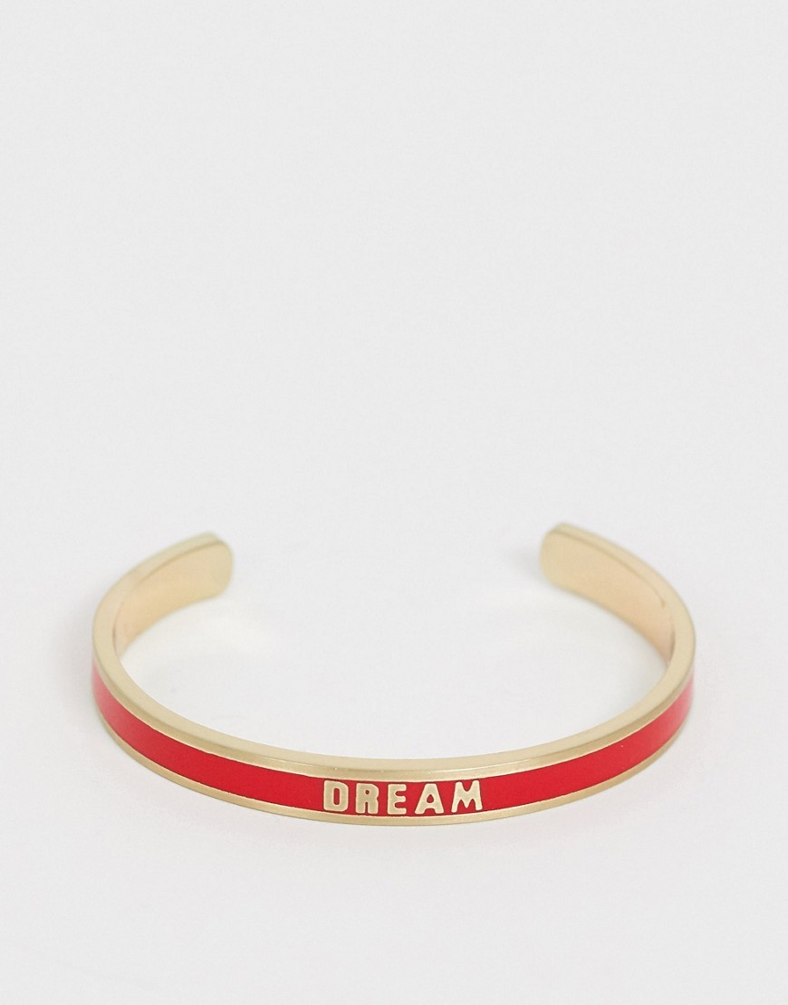 Benetton – Diversity collection – Smalt armband med text ”Dream”-Röd
